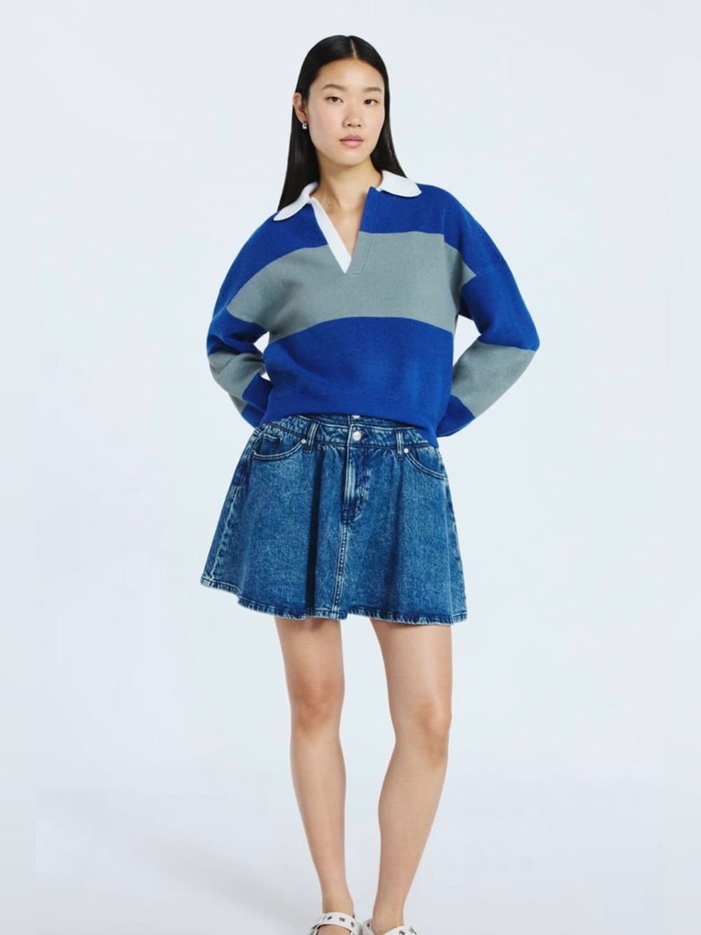Scoop Denim/jeans Mini Skirt in Blue